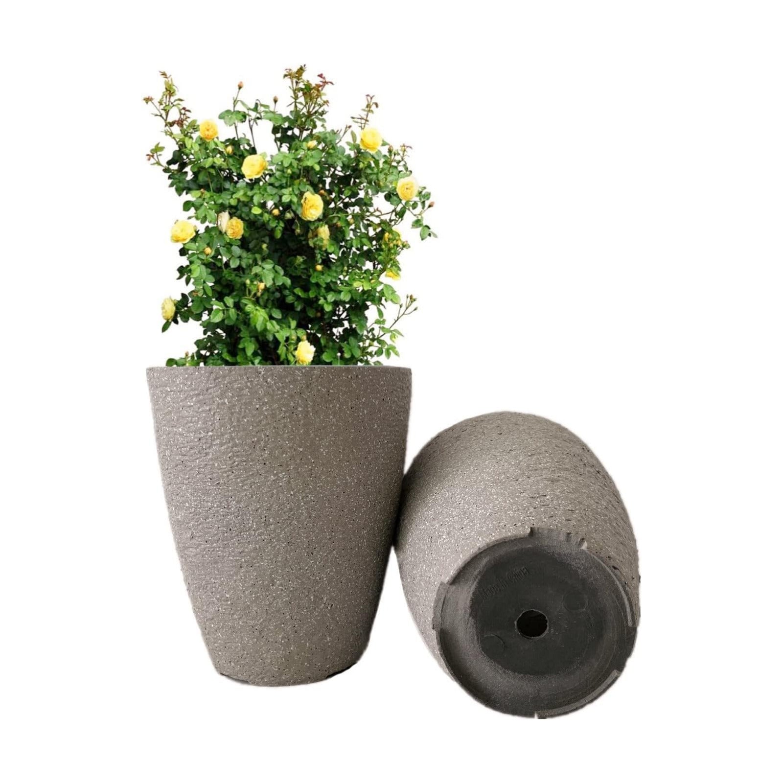 10 inch Garden Planter Lightweight Indoor Outdoor Pots with Drainage Hole for Potted Plants Flowers Greenery, Set of 2