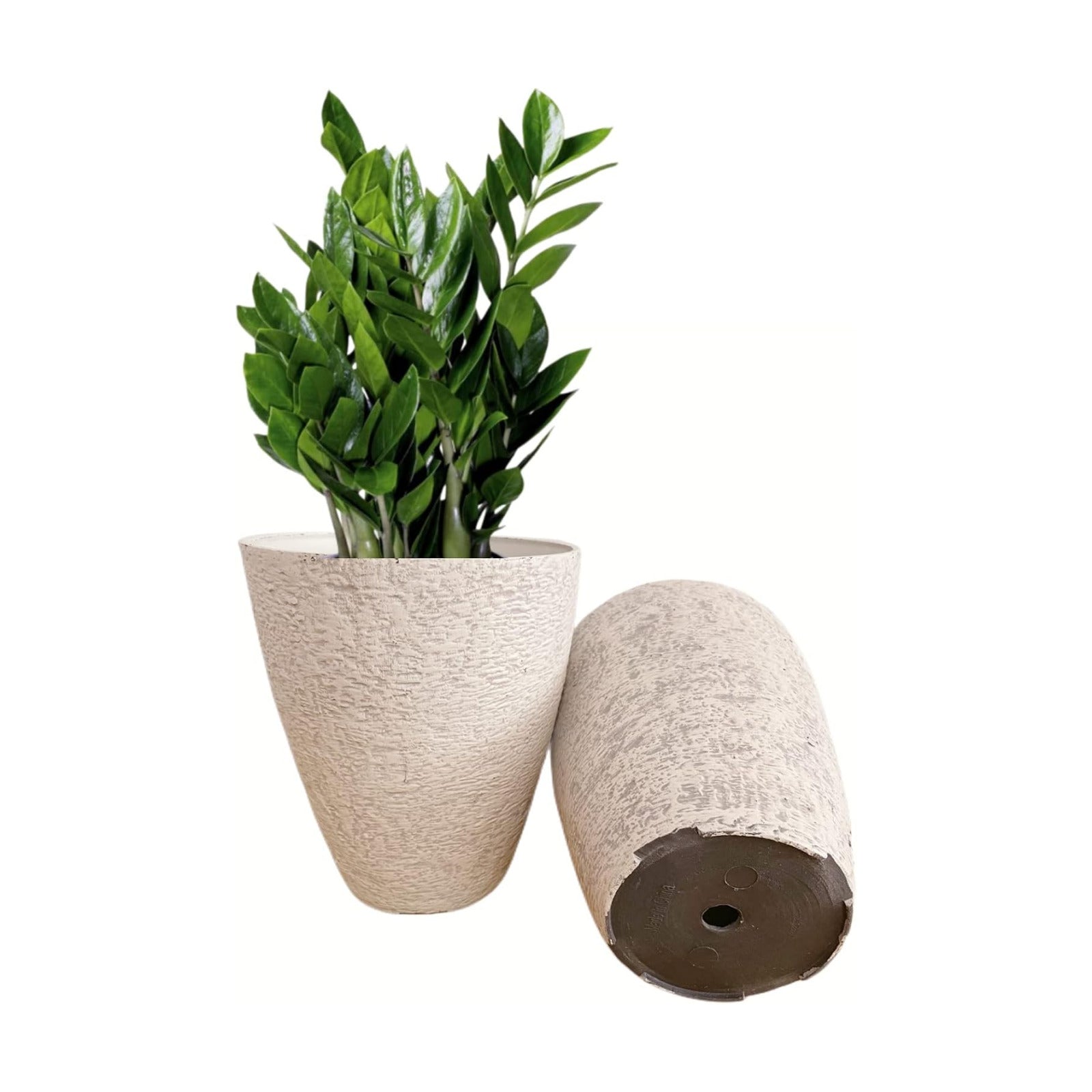 10 inch Garden Planter Lightweight Indoor Outdoor Pots with Drainage Hole for Potted Plants Flowers Greenery, Set of 2