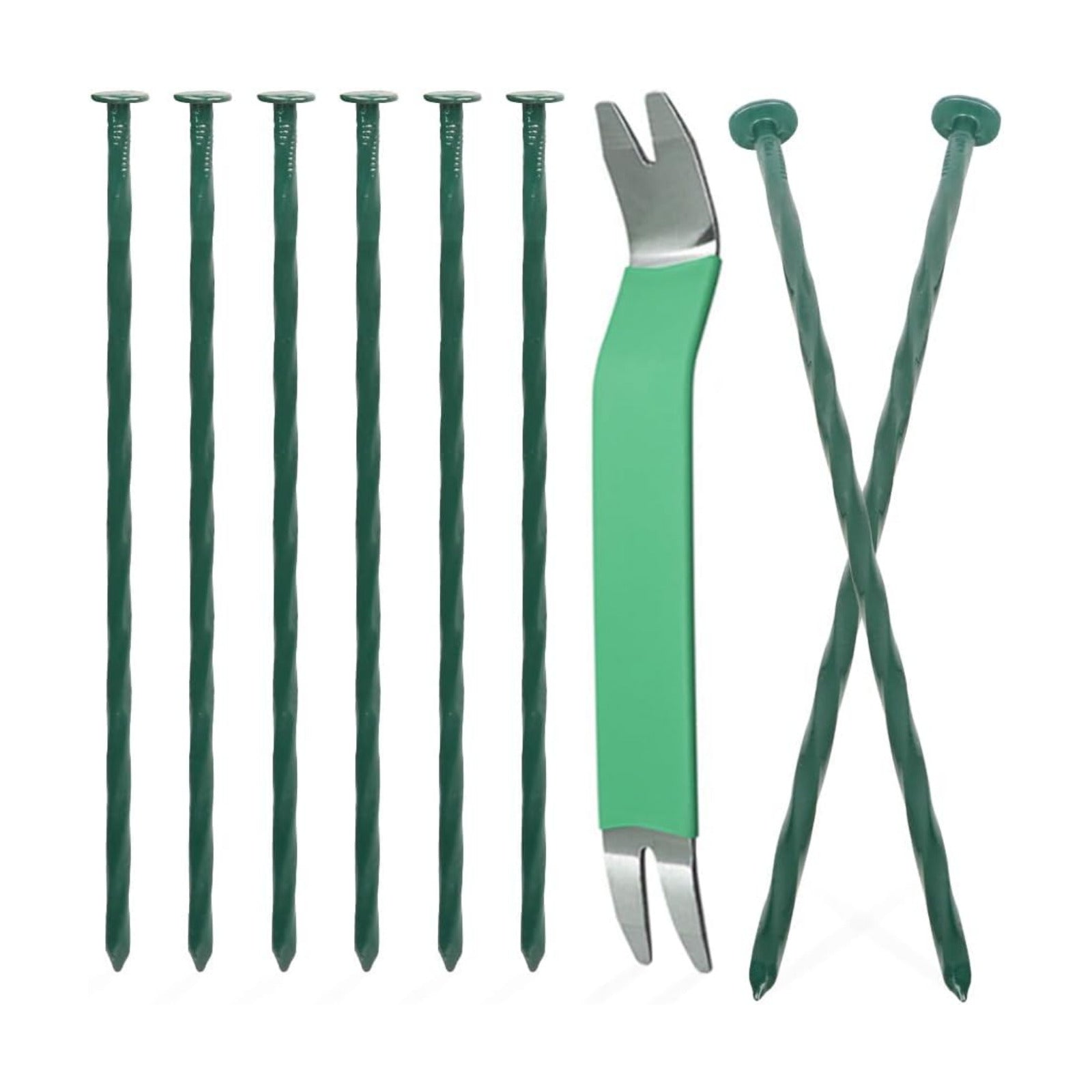 Bakulyor 50 Pack Metal Landscape Stakes, 8 Inch Artificial Grass Nails, 6 Gauge Large Landscaping Staples, Green Edging