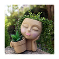 Dolkgy Face Planters Pots Head Planter, Unique Plant Pots for Indoor Outdoor Plants, Novelty Cute Large Girl Head