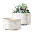 LE TAUCI Succulent Planters, 6.5+8 Inch Ceramic Indoor Plant Pot with Drainage Hole, Shallow Round Succulent Pots, Set