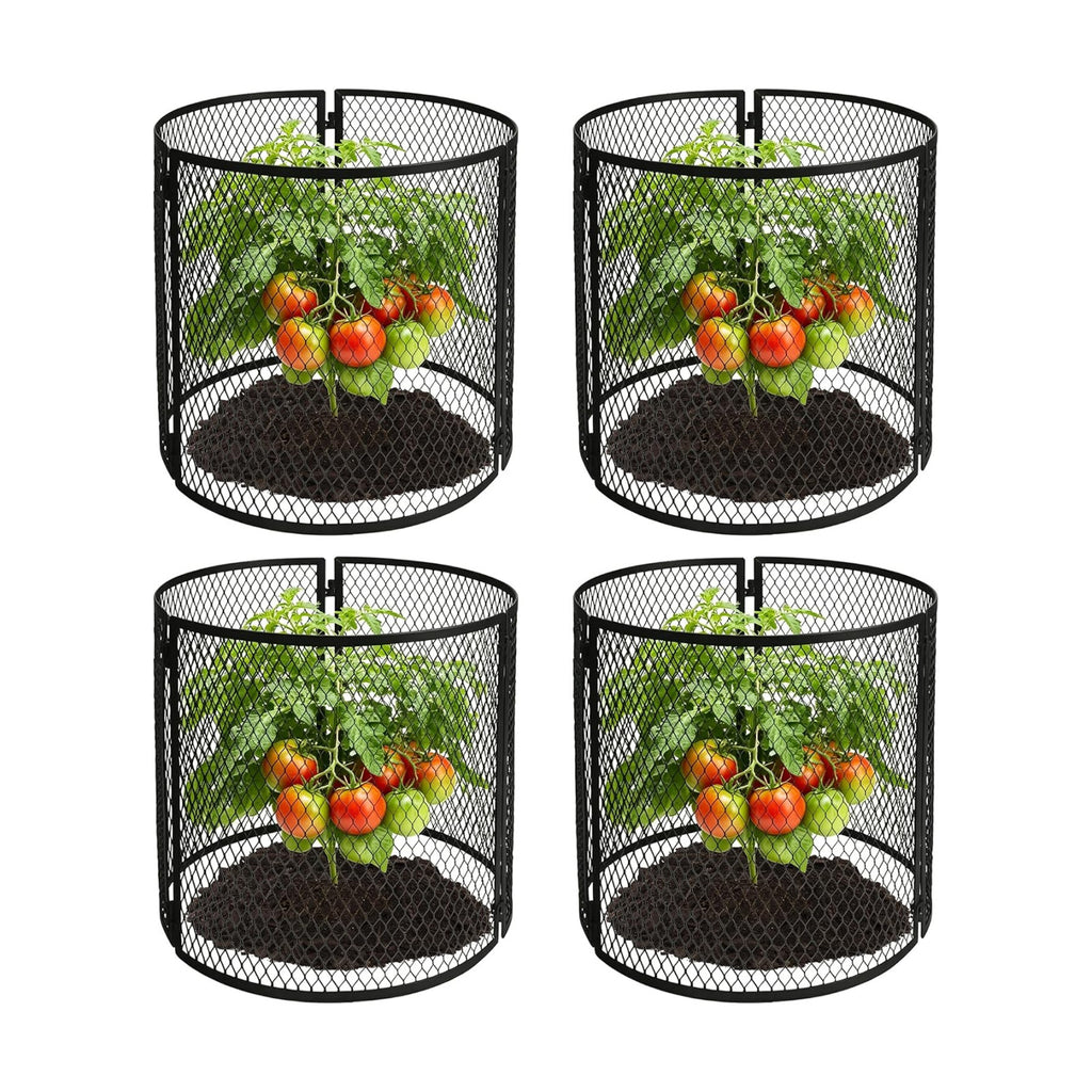 4 Pack Metal Plant Cage Protectors from Animals-11.8 x 11.8 Inch Garden Plant Protector - Sturdy Bunny Barricades