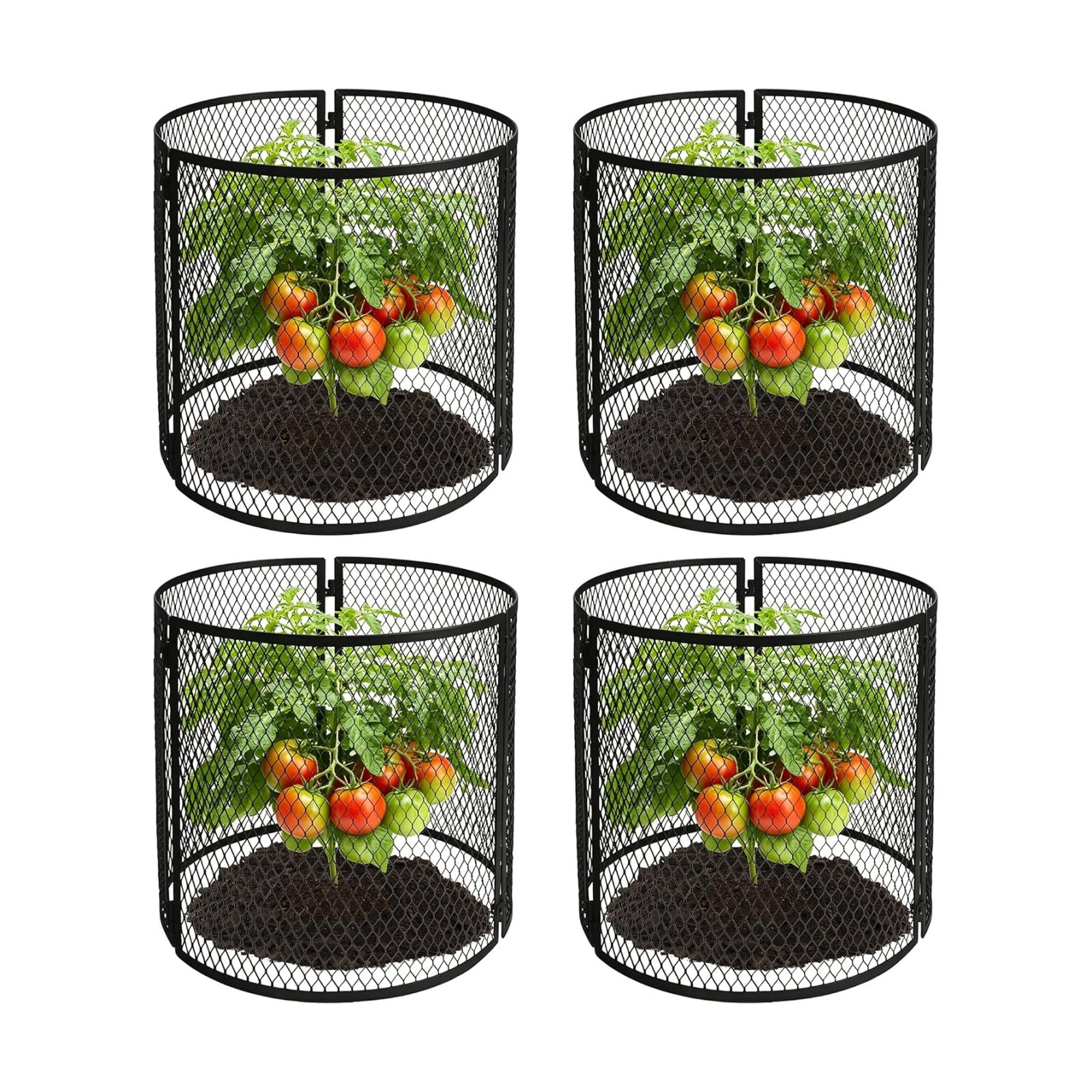 4 Pack Metal Plant Cage Protectors from Animals-11.8 x 11.8 Inch Garden Plant Protector - Sturdy Bunny Barricades