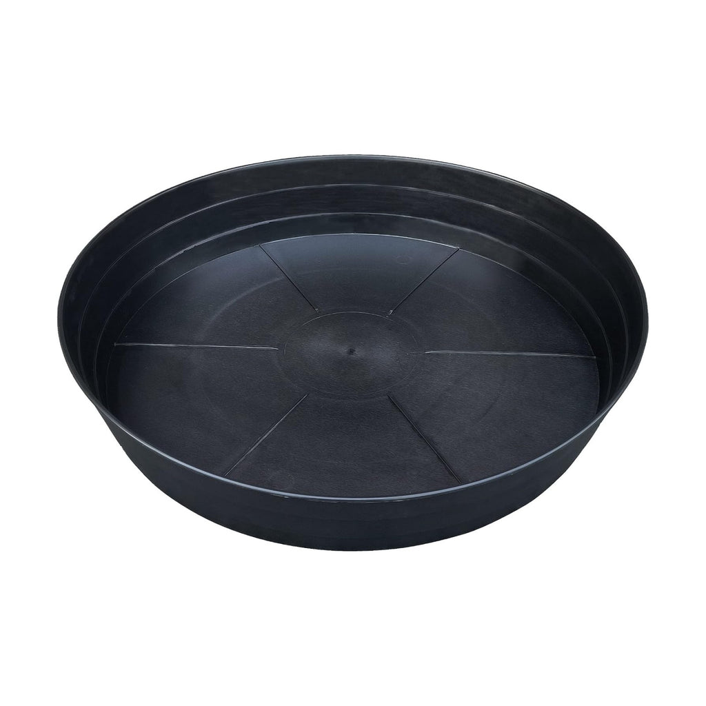 25 Inch Extra Large Planter Saucer, Extra-Deep 4.25 in Black Drip Trays for Flower Pot, Heavy Duty Drainage Tray
