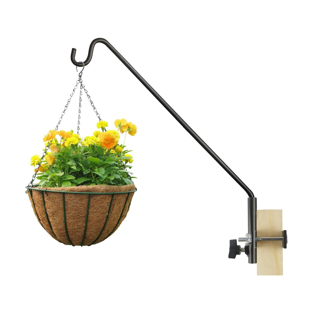 ERYTLLY Extended Rail Hook Fence Deck Heavy Duty Bird Feeder Hook 360 Degree Rotary and Length Adjustable Plant Bracket for Bird Feeders, Planters, Suet Baskets, Lanterns, Wind Chimes and More