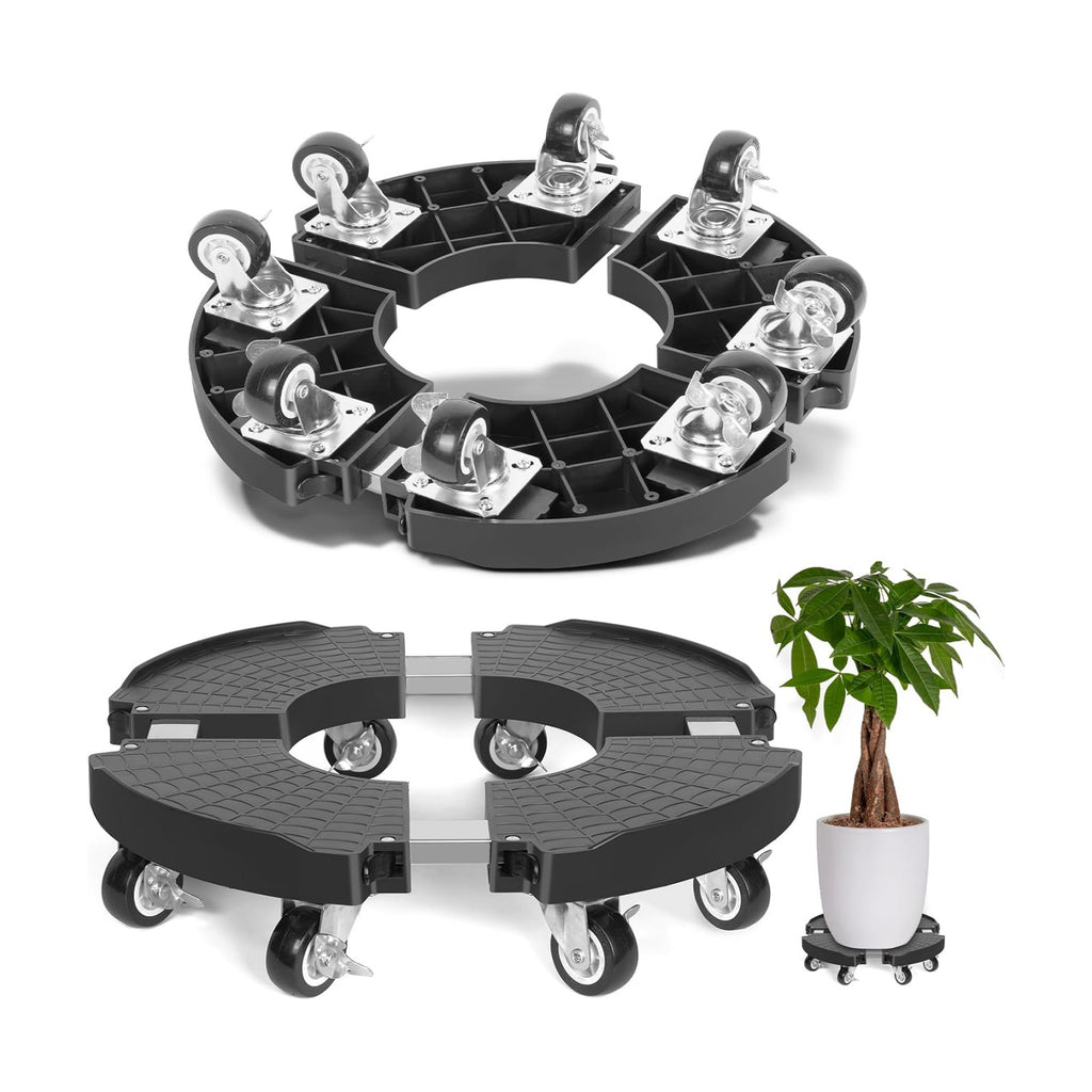 TreeGun Plant Caddy with Wheels Heavy Duty with 8 Lockable Casters, Rolling Plant Stand Adjustable for 8 inch-22 inch