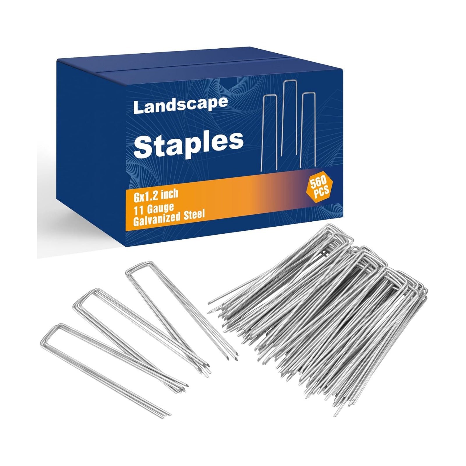 Whonline 560 Pack Landscape Staples 6 Inch, Galvanized Garden Stakes | U-shaped Ground Staples for Landscape Fabric