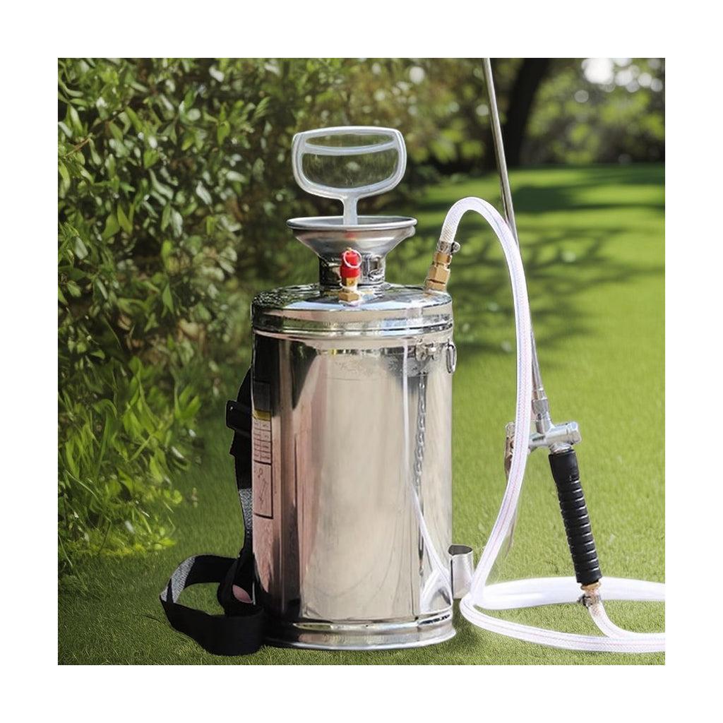 Stainless Steel Sprayer 3 Gallon - Steel Hand-Pump Sprayer, with 3.3-inch Reinforced Hose - Garden Sprayer for Home