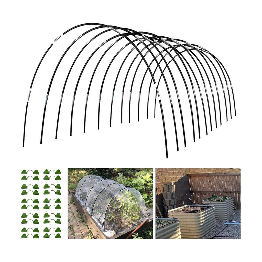 Garden Hoops Grow Tunnel, 12 Sets of 7FT Greenhouse Row Cover Hoops, 60 pcs | Rust-Proof Fiberglass Frame for Raised