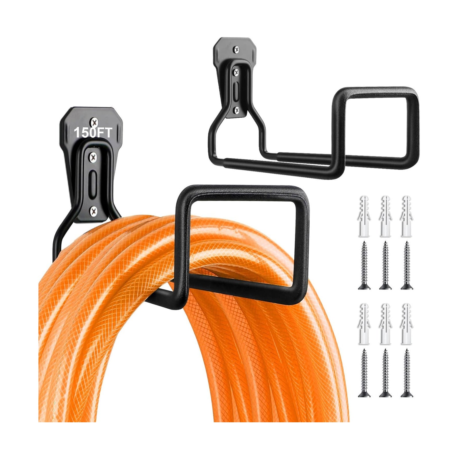 Hose Holder Stand Wall Mount, 2Pcs Heavy Duty Garden Hose Hanger Reel | Metal Water Pipe Tube Hooks Rack for Outside