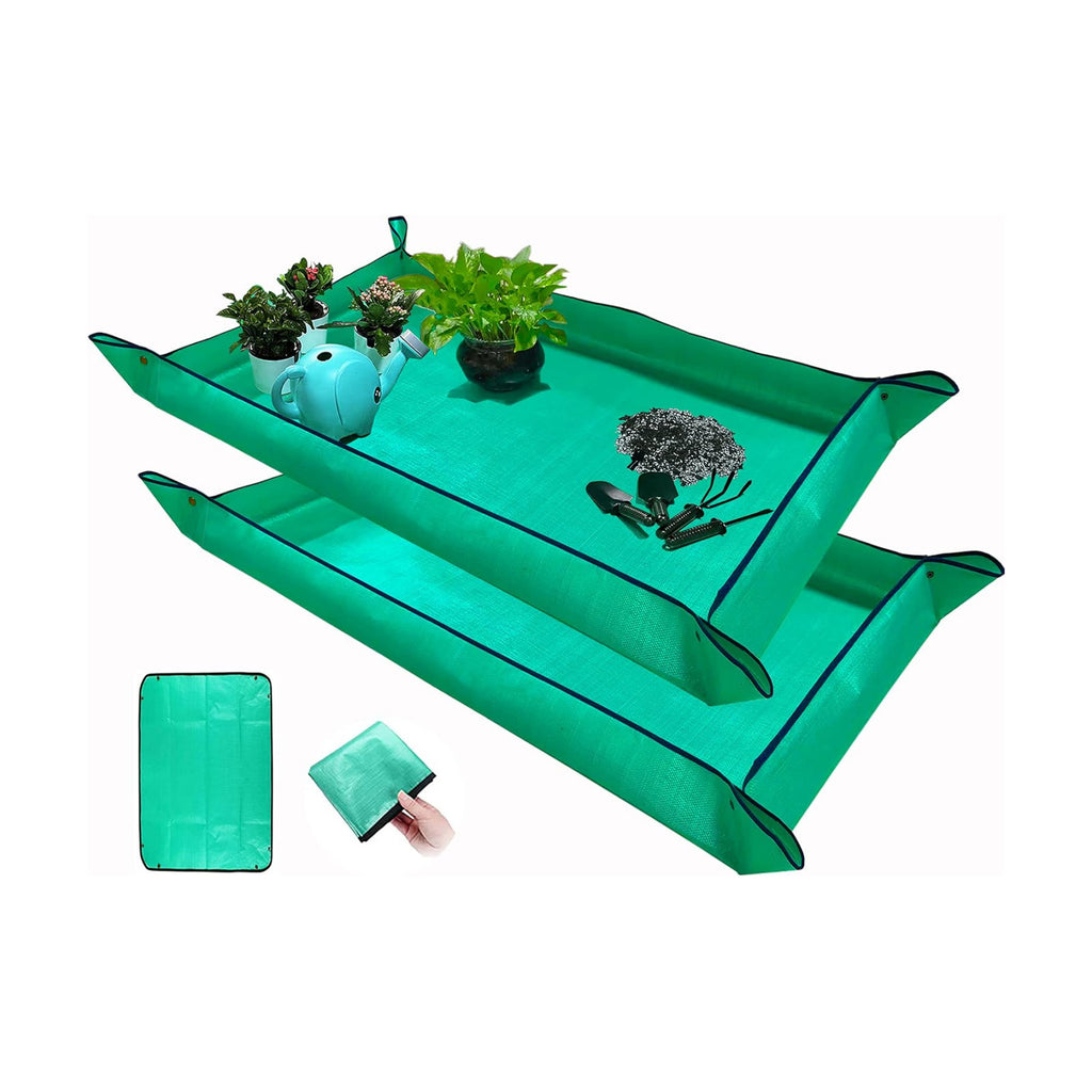 2 PCS Plant Repotting Mat for Indoor Plants, 43" X 29" Thickened Foldable Waterproof Plant Potting Tray and Mess Control, Portable Potting Mat Gardening Tray for House Plants Succulents, Extra Large