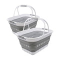 SAMMART 29L (7.6 Gallon) Collapsible Tub with Handle - Portable Outdoor Picnic Basket/Crater - Foldable Shopping Bag