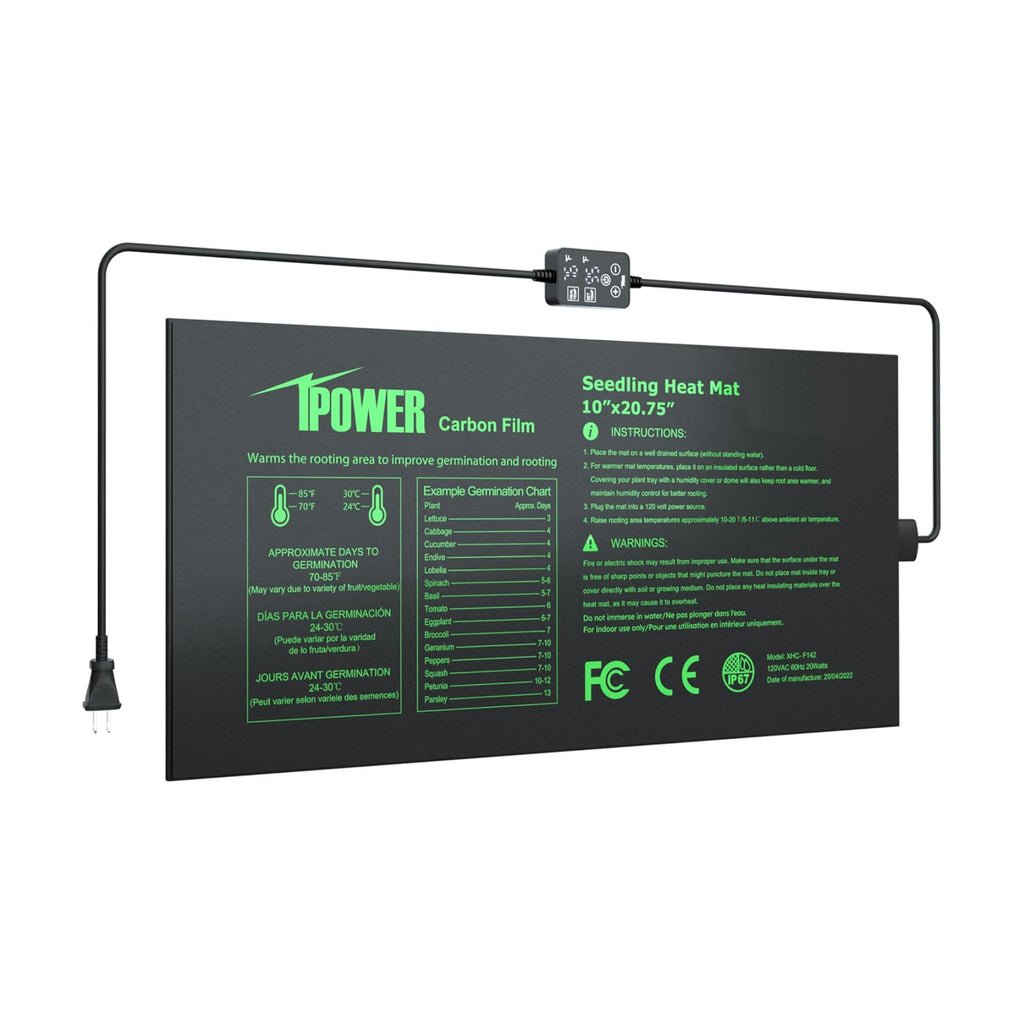 iPower Seedling Heat Mat for Plants with Dual Digital Temperature Controller, 10" x 20.75", Black