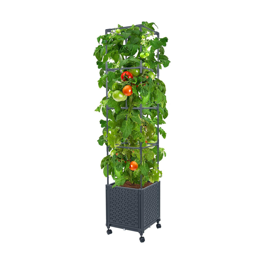 LINEX Raised Garden Bed Planter Box with Trellis, 56.7” Tomato Planters for Climbing Plants Vegetable Vine Flowers