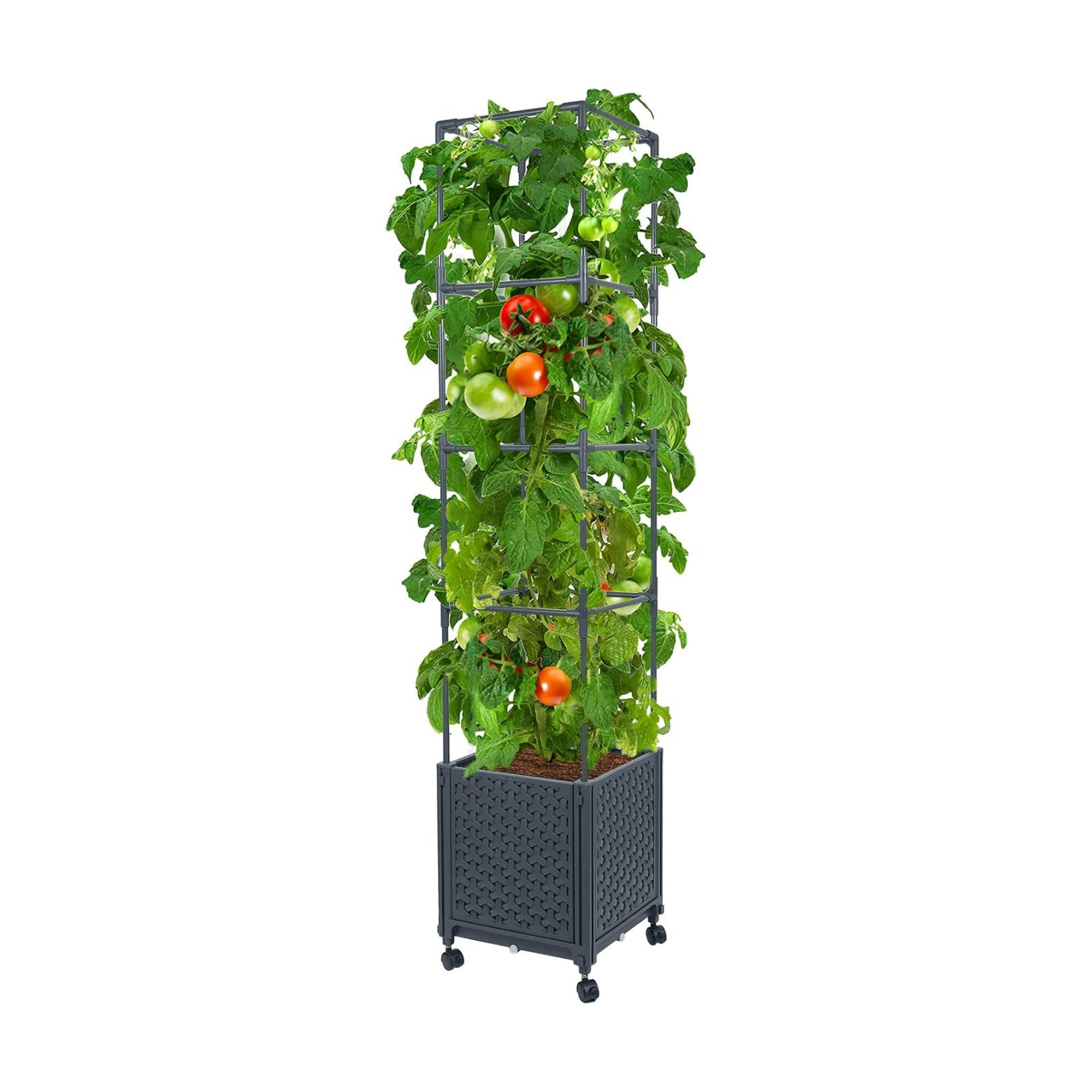LINEX Raised Garden Bed Planter Box with Trellis, 56.7” Tomato Planters for Climbing Plants Vegetable Vine Flowers