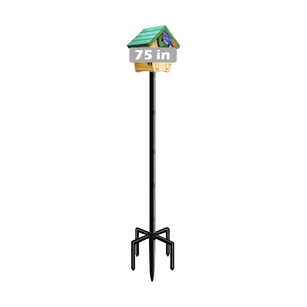 75 Inch Bird House Pole Mount Kit, Adjustable Heavy Duty Bird Feeder Pole for Outdoors, Universal Mounting Post Set with 5-Prong Base, Black, 1 Pack