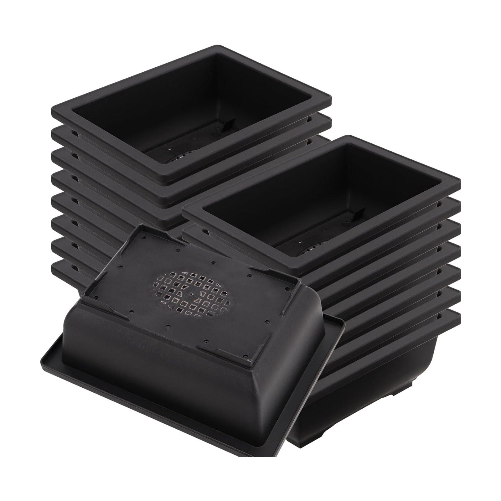 MOUYAT 15 PCS 8.9 Inch Bonsai Training Pots, Rectangular Plastic Bonsai Tree Growing Large Planter Pot for Plants