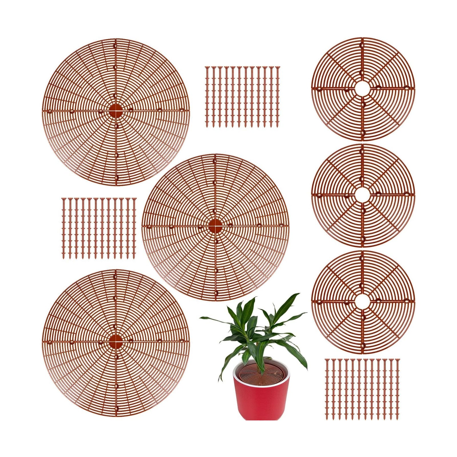 6 Pcs Plant Pot Grid Soil Protector Covers Cuttable Flower Cover for Plant | 11.8''/20.8'' Plastic Plant Pot Cover with