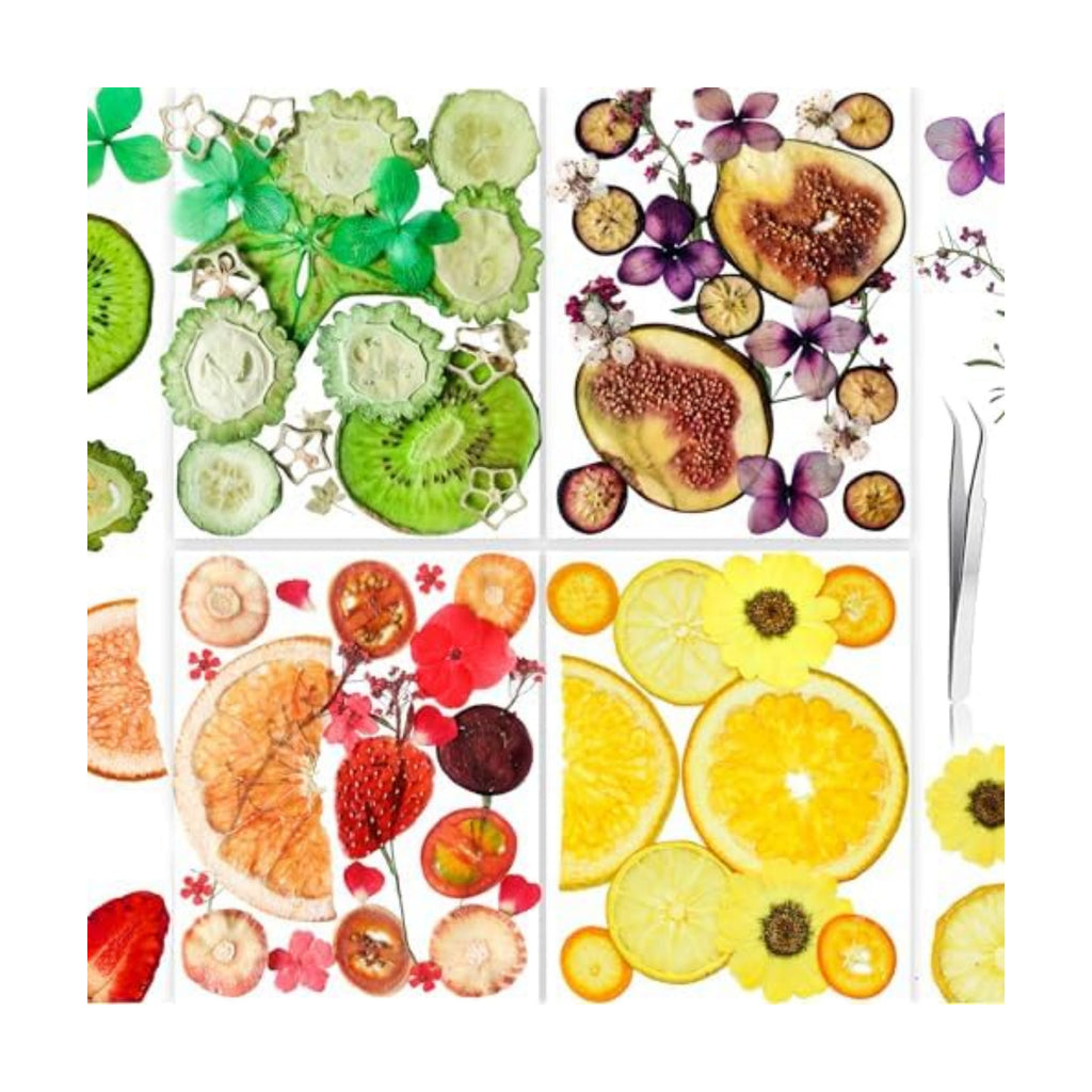 70PCS+ Nature Dried Pressed Fruits Flowers for Resin Mold, Real Dry Pressing Floral Set for DIY Jewelry Making Nail Card Scrapbook Art Craft Fruits Style
