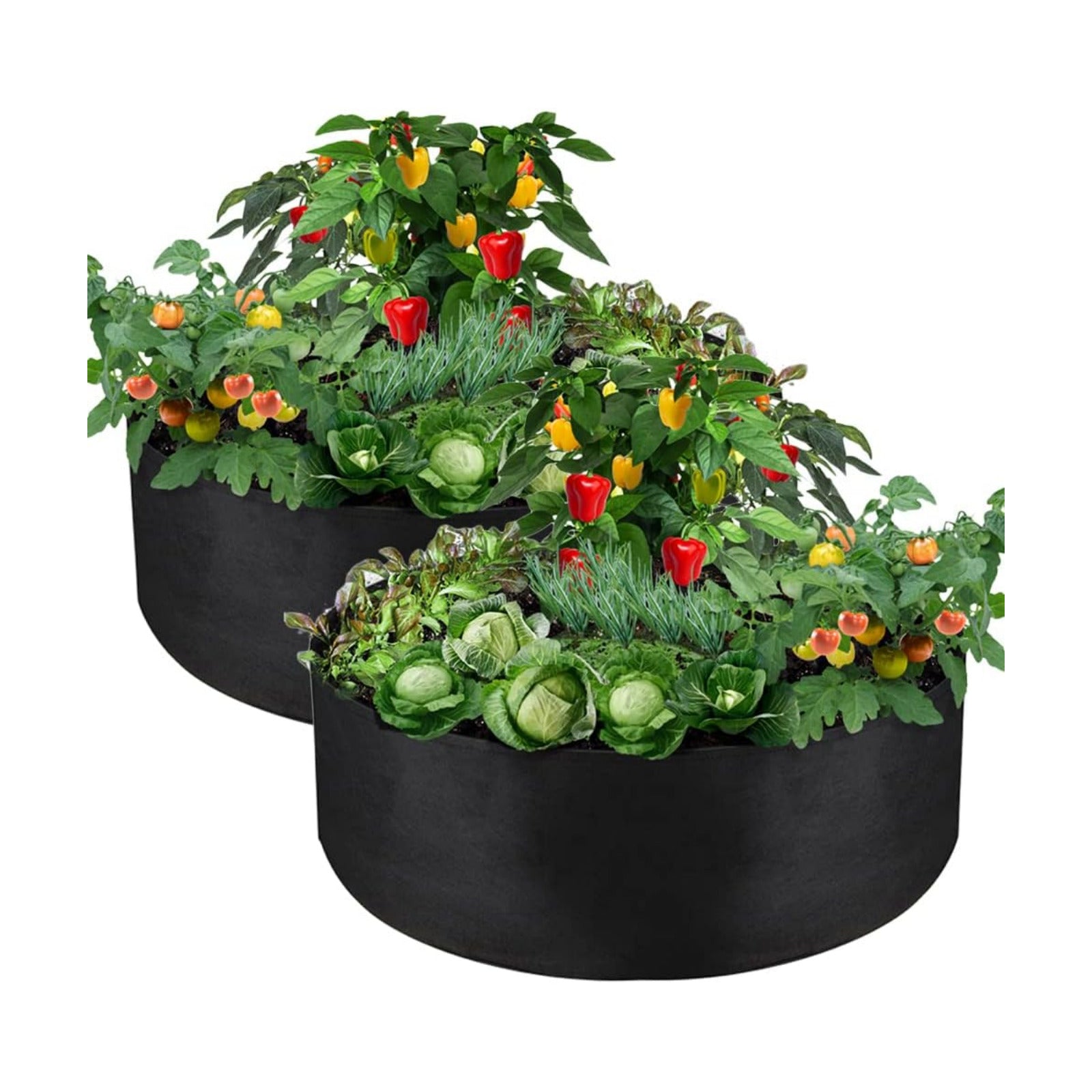 Grow Bag, 2-Pack 50 Gallon Fabric Pots Round Raised Garden Bed Planter | Breathable, Reusable, for Planting Herb