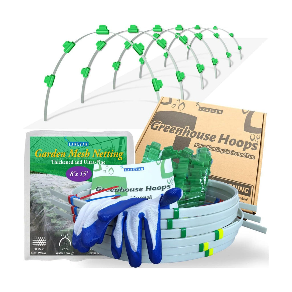Garden Mesh Netting Kit, Super Bendable Fiberglass Greenhouse Hoops with Ultra-Fine Pest Barrier for 2-4ft Wide Raised
