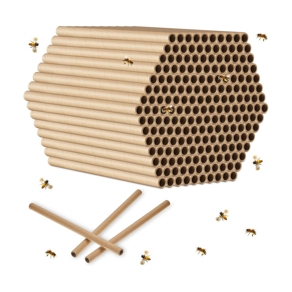 Gueevin 400 Pcs Mason Beehive Tubes 6 Inch Long x 5/16" Diameter Cardboard Beehive Nesting Tubes Nesting Paper Inserts