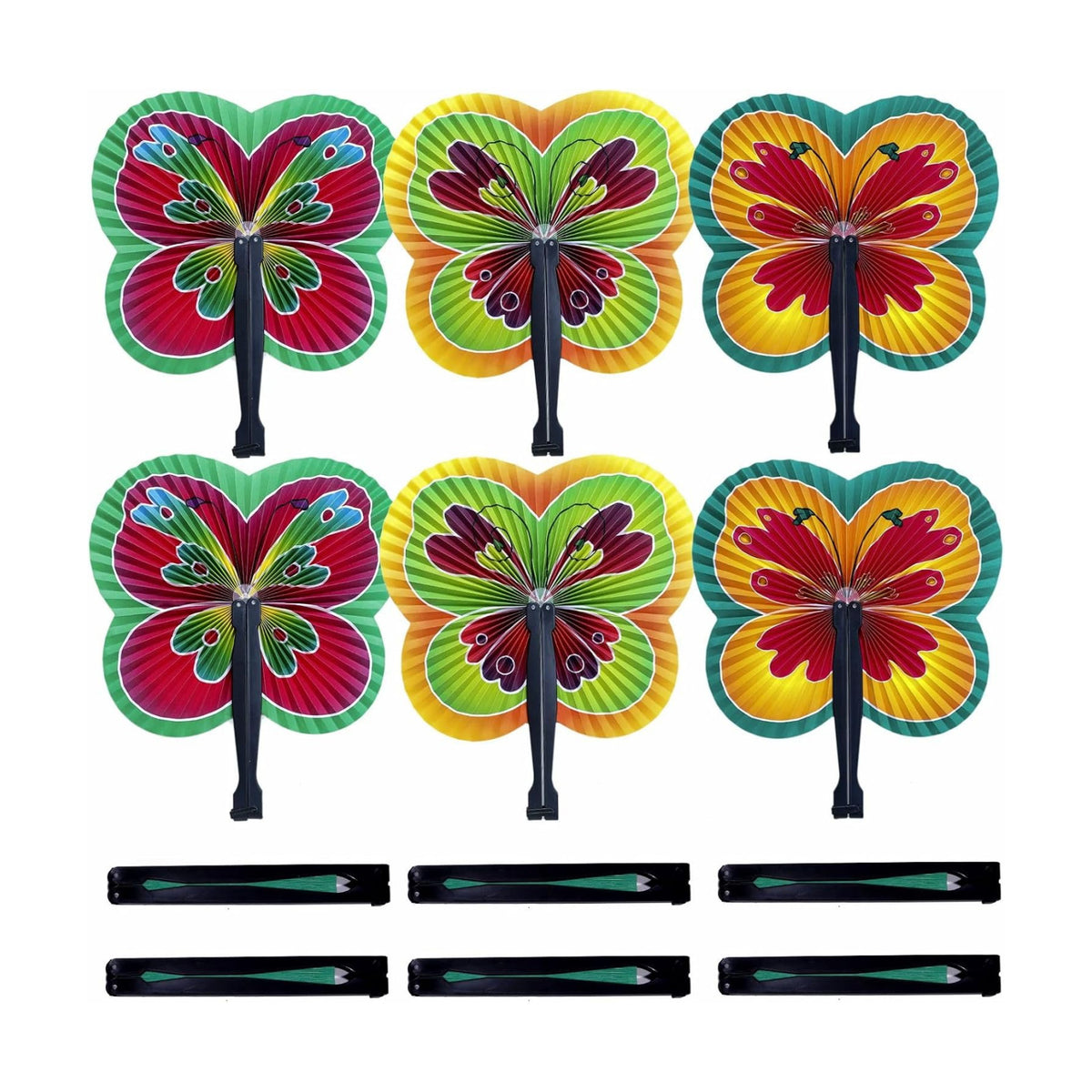 12 Pieces Butterfly Paper Fans