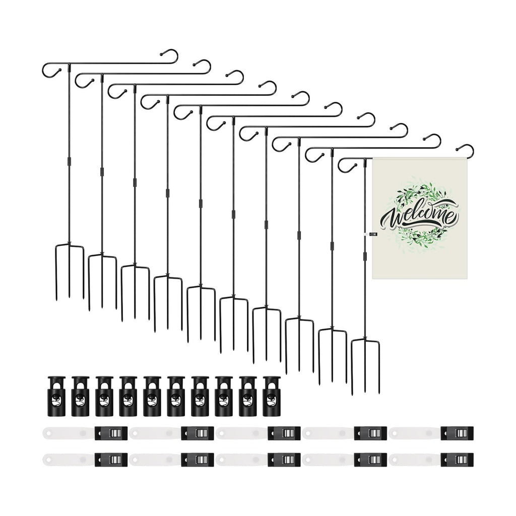 Sadnyy 10 Pack Garden Flag Stand Metal, Fits 12 x 18 in Flags | Powder Coated Rust Resistant, Stable Ground Support