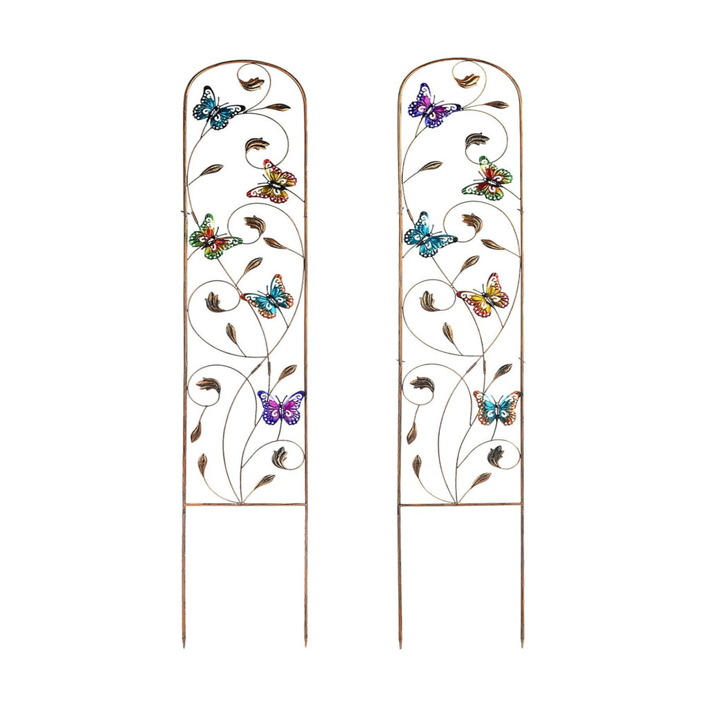 SUNNYPARK Set of 2 Butterfly Metal Garden Trellis for Climbing Plants, Decorative Vegetables Flowers Vine Trellis for