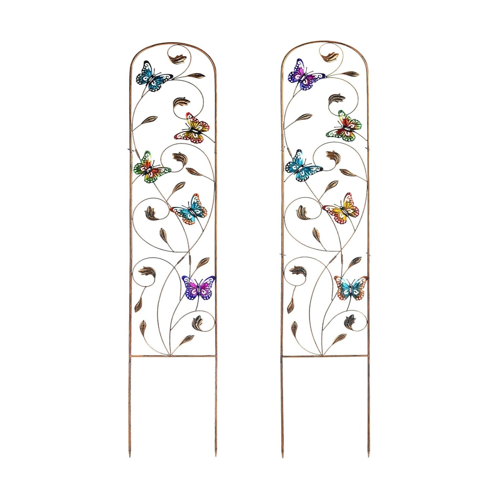 SUNNYPARK Set of 2 Butterfly Metal Garden Trellis for Climbing Plants, Decorative Vegetables Flowers Vine Trellis for