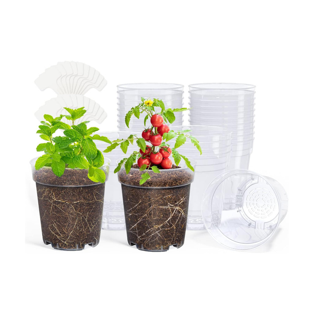 homenote 5 Inch Clear Nursery Pots with Drainage Holes for Plants (30 Pcs)