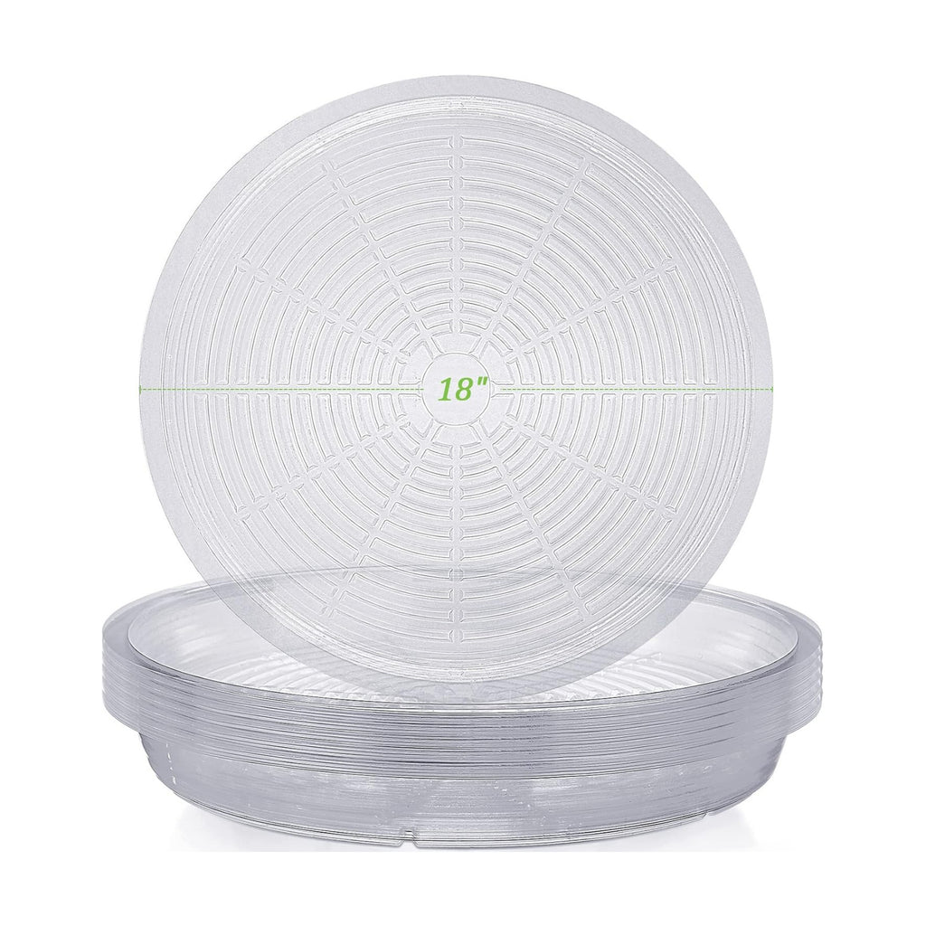 Shellwei 18 Pack 18 Inch Plastic Plant Saucers Extra Large Clear Flower Pot Drip Trays Plants Drip Tray Plant Drainage