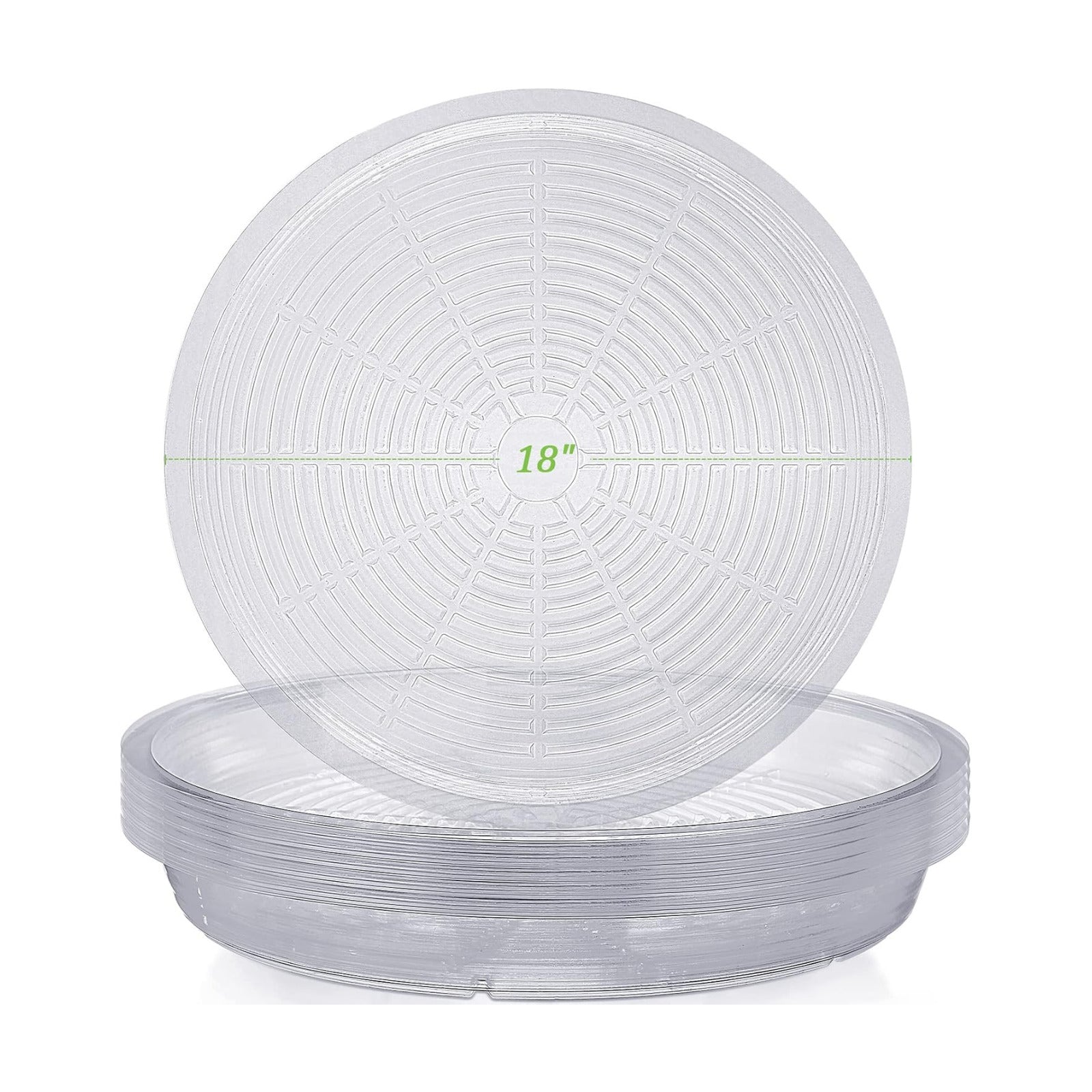 Shellwei 18 Pack 18 Inch Plastic Plant Saucers Extra Large Clear Flower Pot Drip Trays Plants Drip Tray Plant Drainage