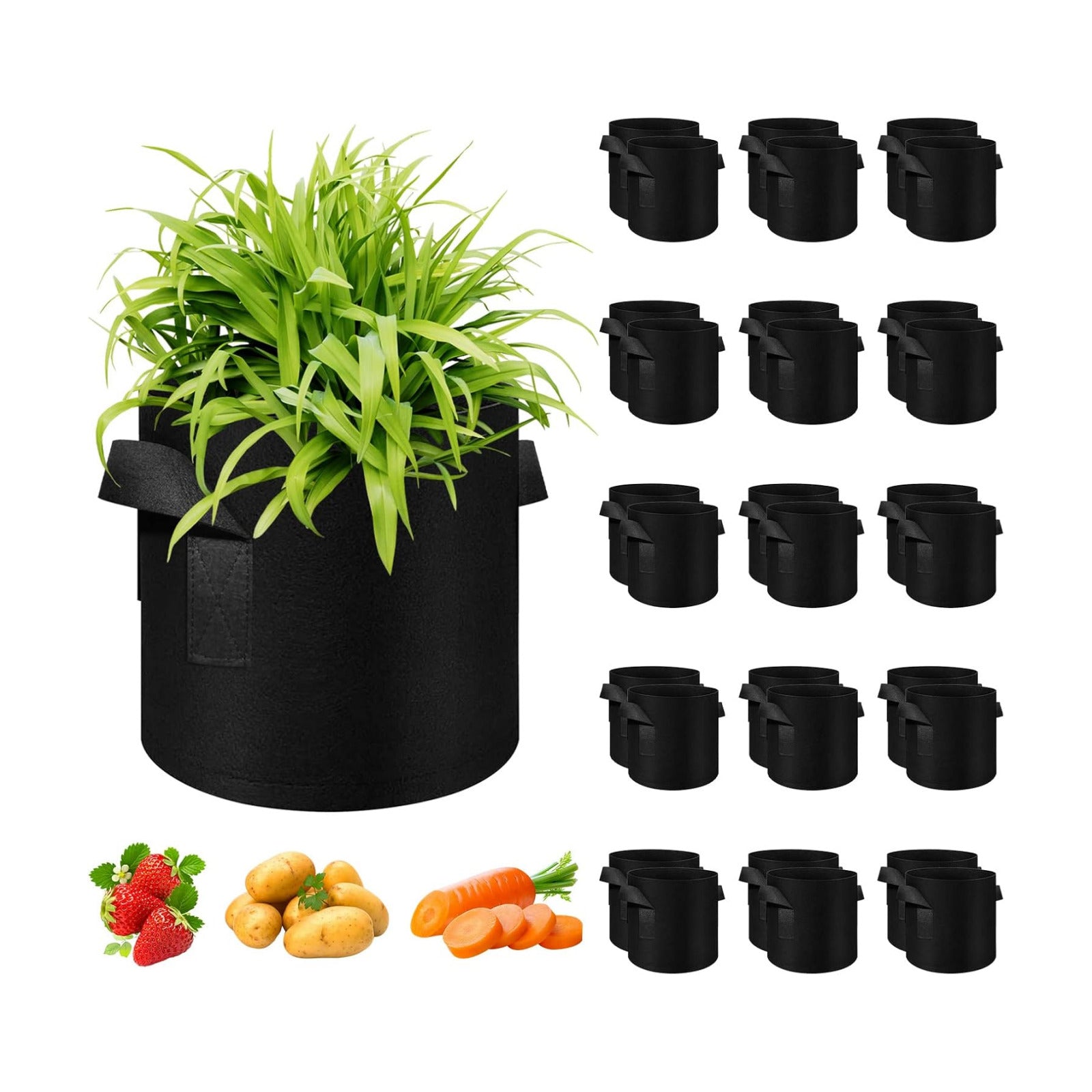 10 Gallon Grow Bags 30 Pack, Heavy Duty Thickened Nonwoven Fabric Pots with Handles, Plant Grow Bags for