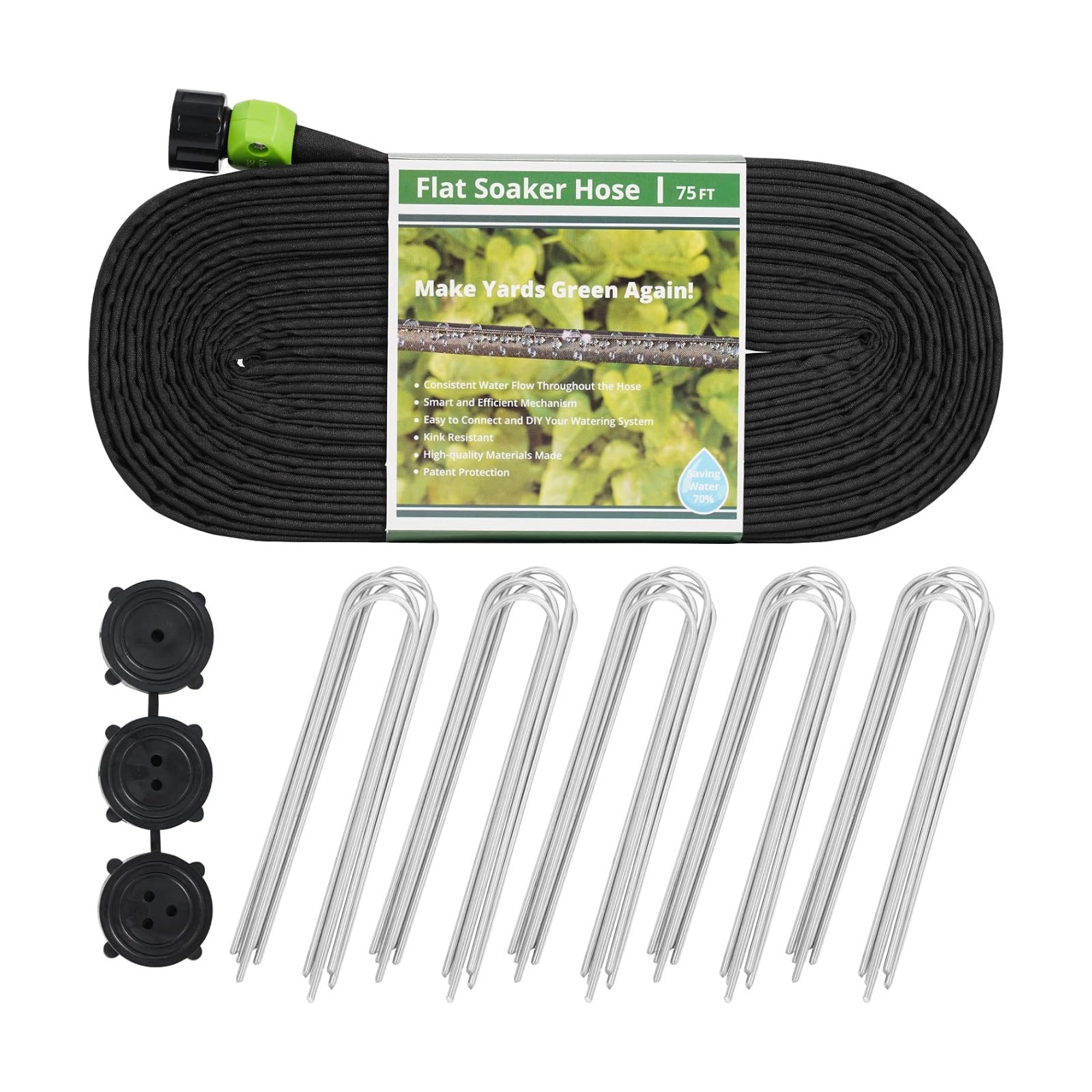 Flat Soaker Hose 75 ft Save 70% Water, Leakproof Design Double Layer Sprinkler Hose Drip Hose for Garden Bed | Drip