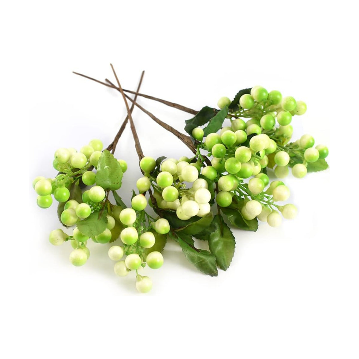 Artificial Berries, 4pcs Artificial White Green Berry Lifelike Fruits Fake Berries for Bridal Bouquet Christmas Home Kitchen Decoration