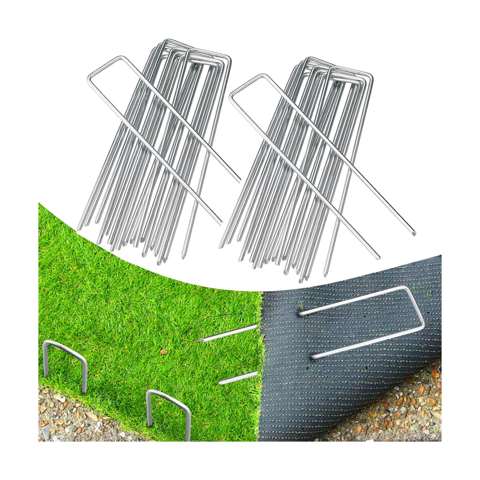 100 Pack 12 Inch Garden Stakes, Galvanized Landscape Staples for Weed Barrier Fabric, Heavy Duty Sod Pins Securing Pegs