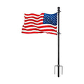 Black Flag Poles for Outside - 8.5FT Metal Outdoor Yard Flag Pole Holder with 2 Prongs Base - 3x5FT American Flag with