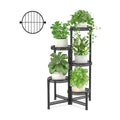 iDavosic.ly Plant Stand Indoor Outdoor, 5 Tier Iron Corner Shelf, Black | Tiered Tall Flower Display Holder, Folding