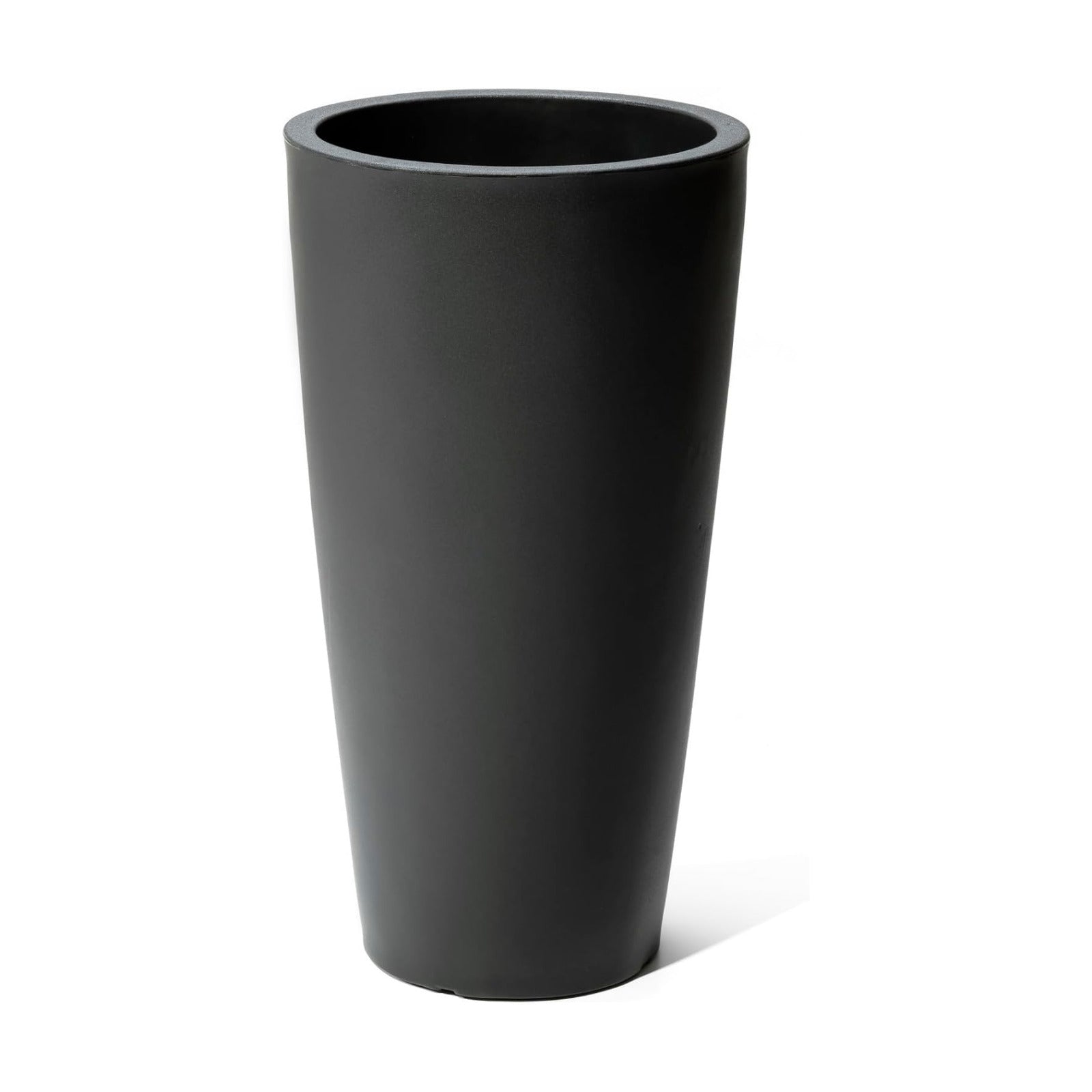 Step2 Tremont Tall Round Tapered Planter, 28" Tall, Indoor/Outdoor Plants, Efficient Drainage, Durable Resin, Onyx Black
