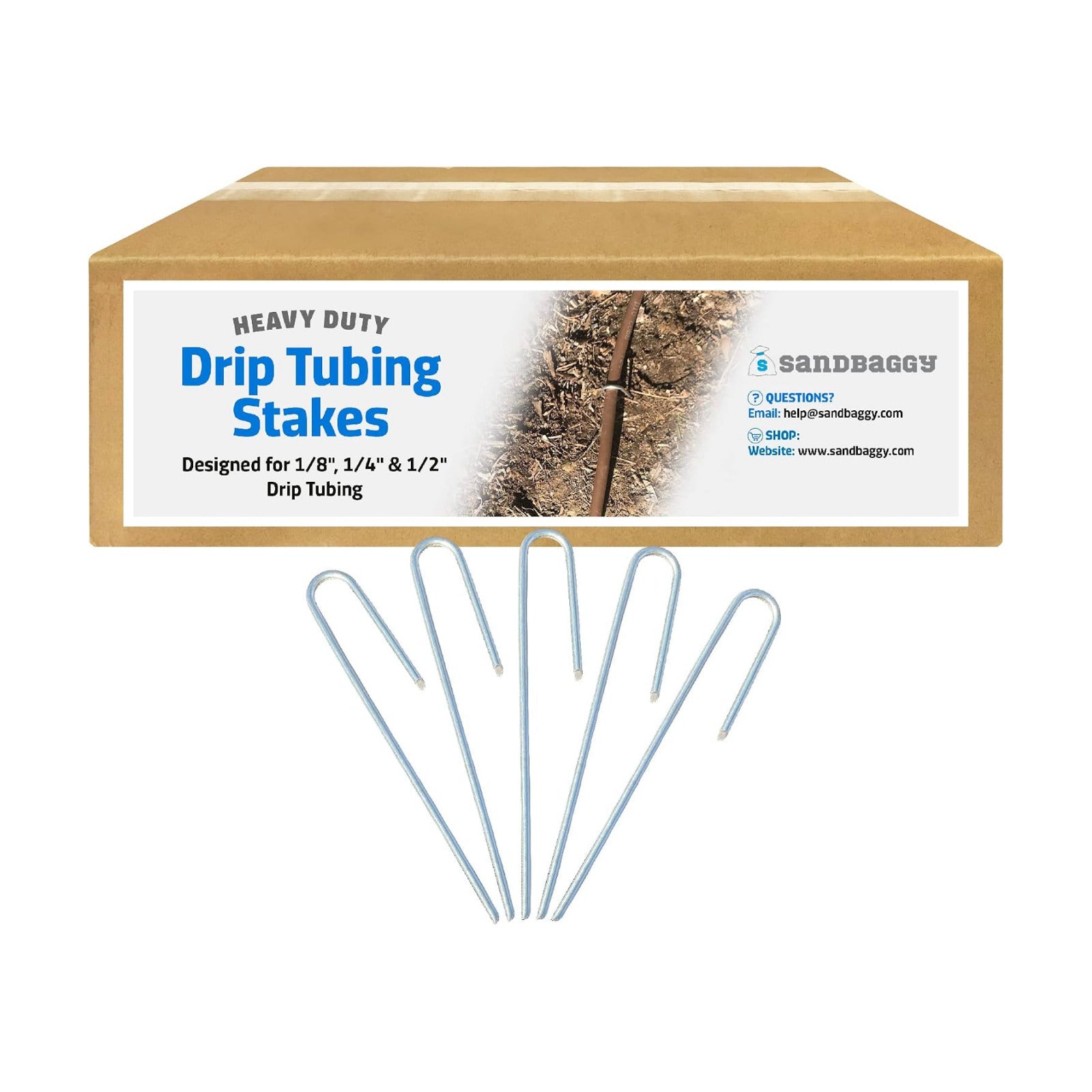 Sandbaggy Drip Tubing Stakes, 200 Pack 5 Inch 14 Gauge Galvanized Steel Drip Irrigation Stakes, Garden Stakes and