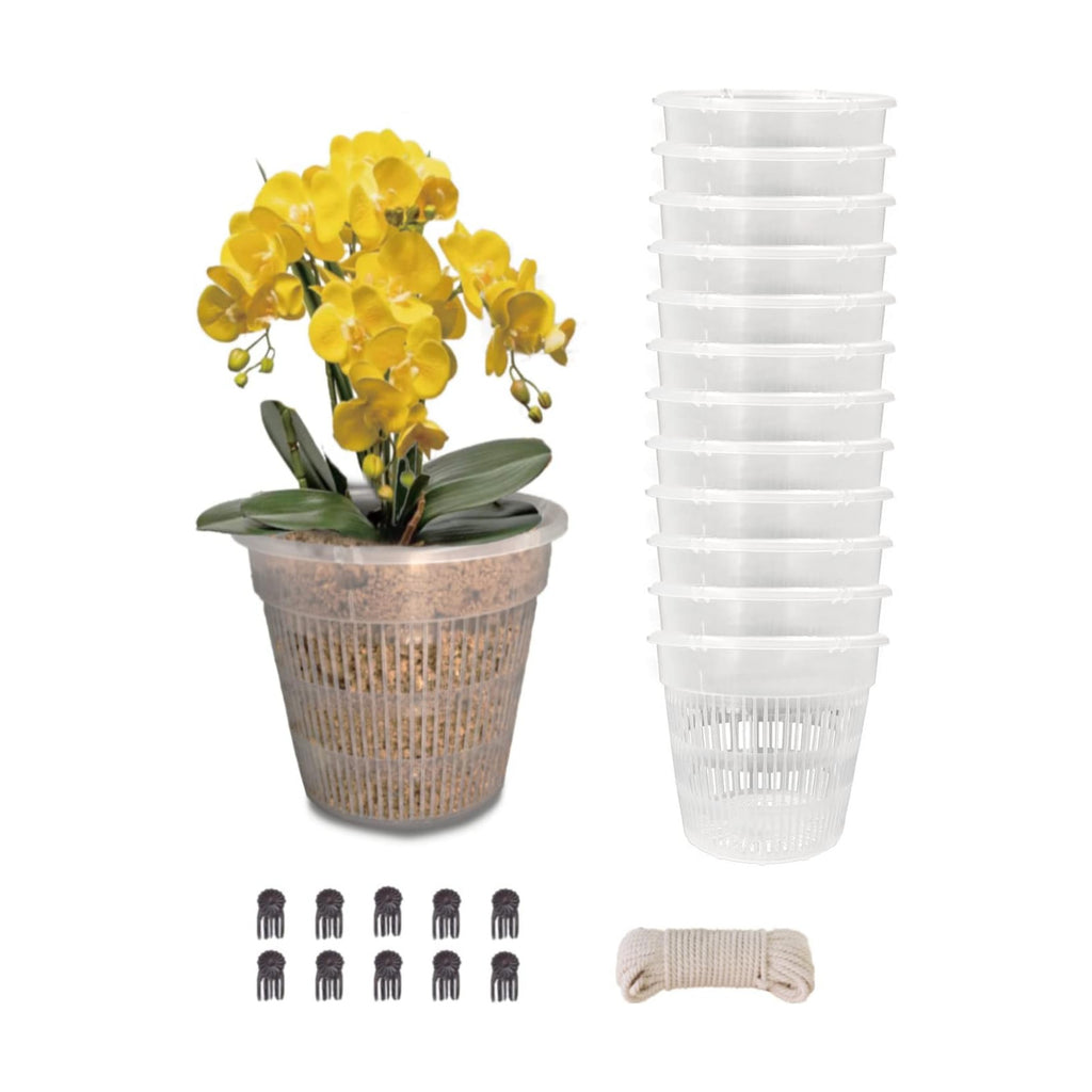 Orchid Pots, 12 Pack 4.5in Orchid Pots with Holes, Breathable Slotted Orchids Planter for Small and Medium Sized Orchids(12Pcs 4.5in)