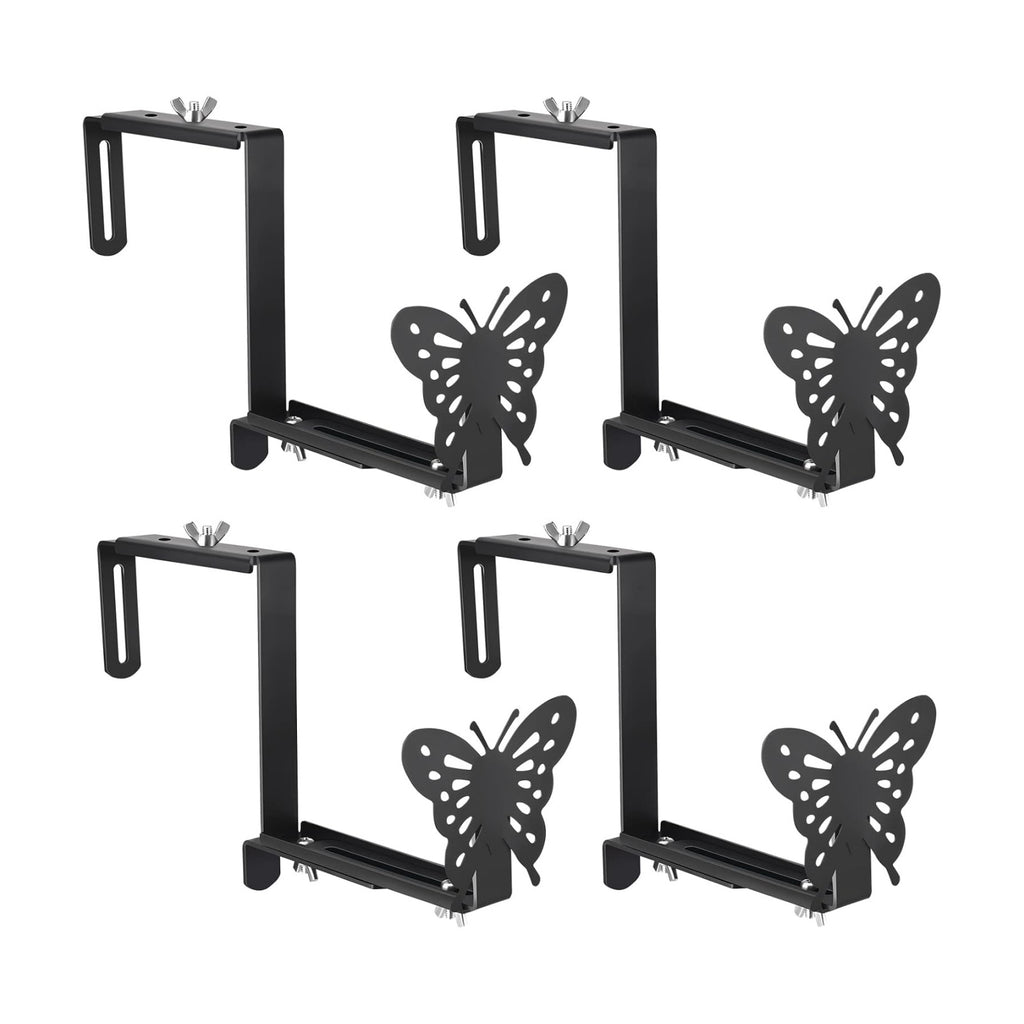 VIVIKEN Planter Box Bracket, Adjustable Window Box Holder with Butterfly | Hanging Flower Pot Stand Brackets for