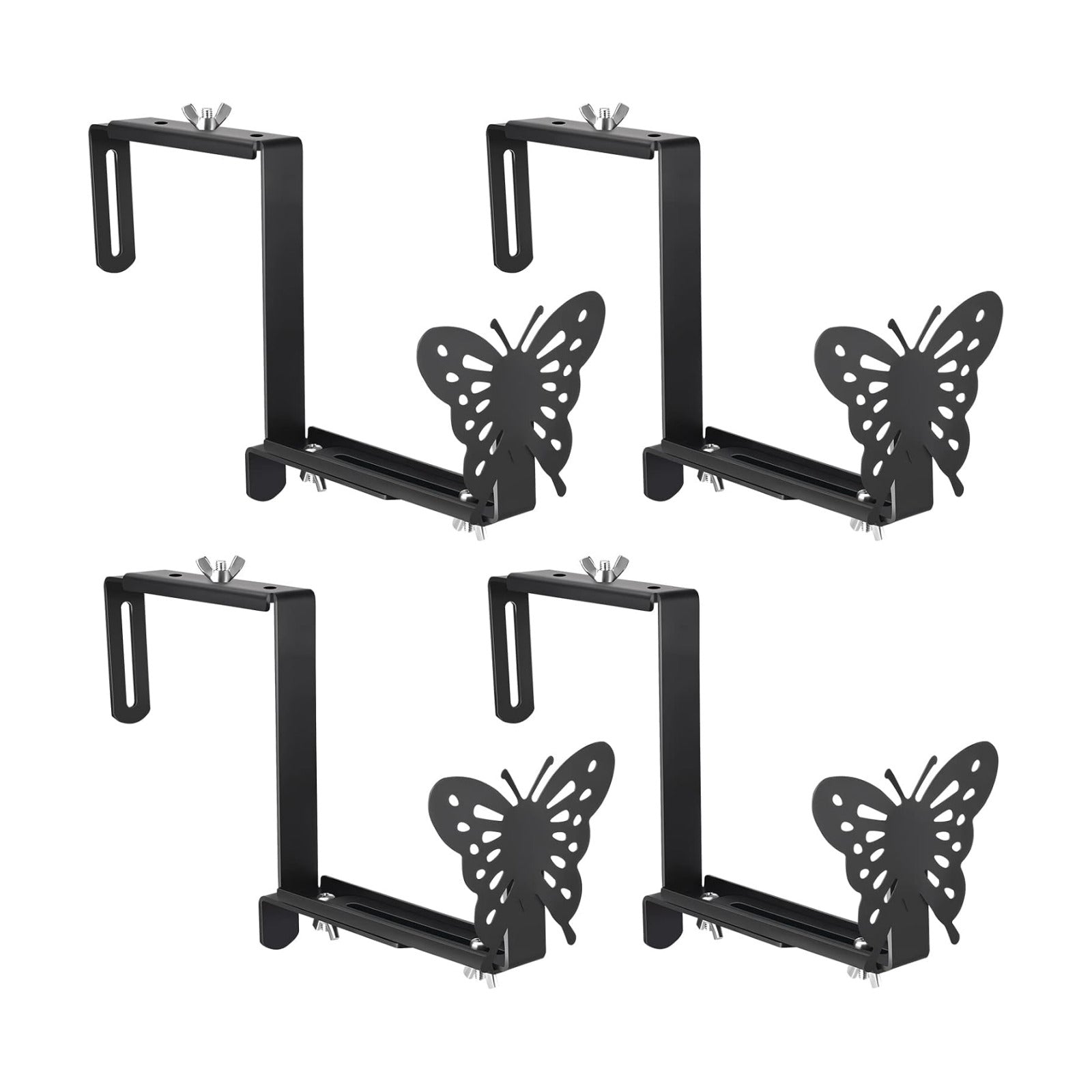 VIVIKEN Planter Box Bracket, Adjustable Window Box Holder with Butterfly | Hanging Flower Pot Stand Brackets for