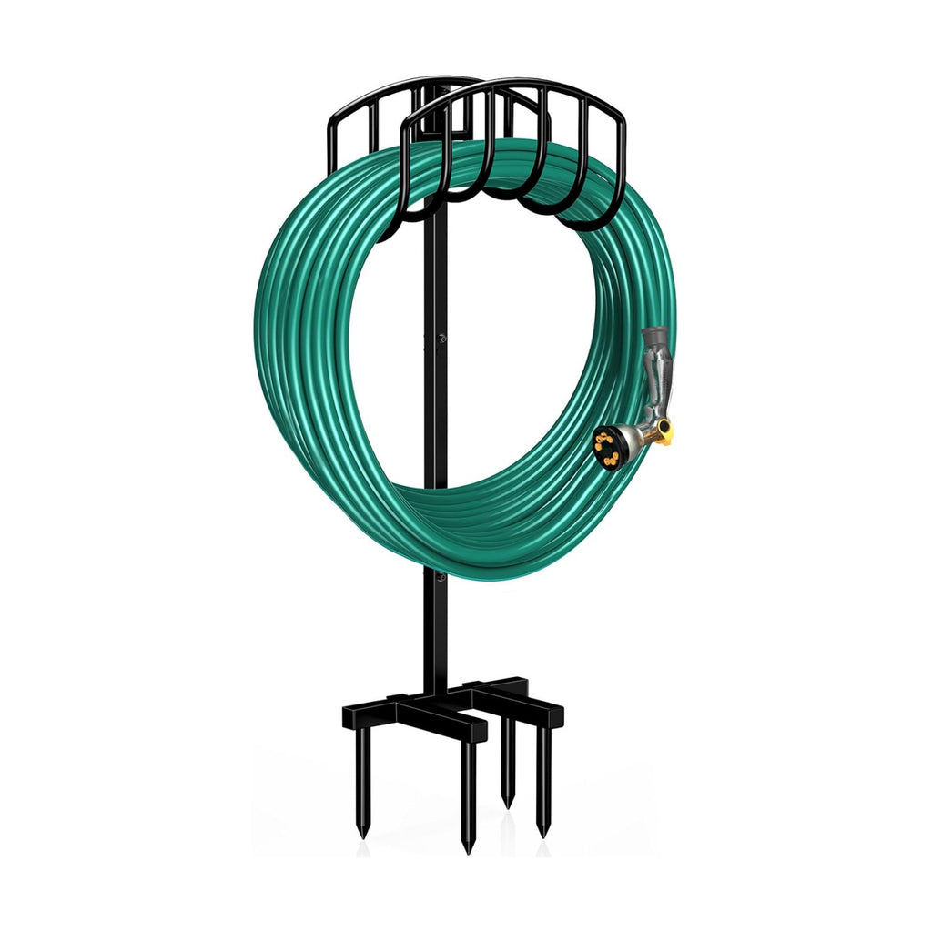 Garden Hose Holder Detachable Heavy Duty Metal Water Hose Hanger, Freestanding Hose Storage Stand Rack for Outside