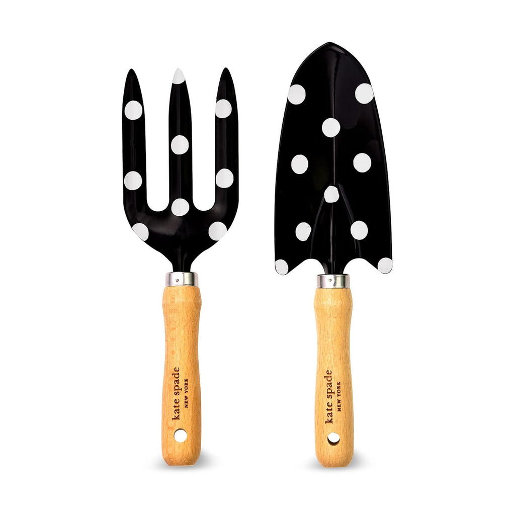 kate spade new york 2 Piece Garden Hand Tool Set, Picture Dot | Gardening Metal Hand Tools with Wooden Handles, Cute