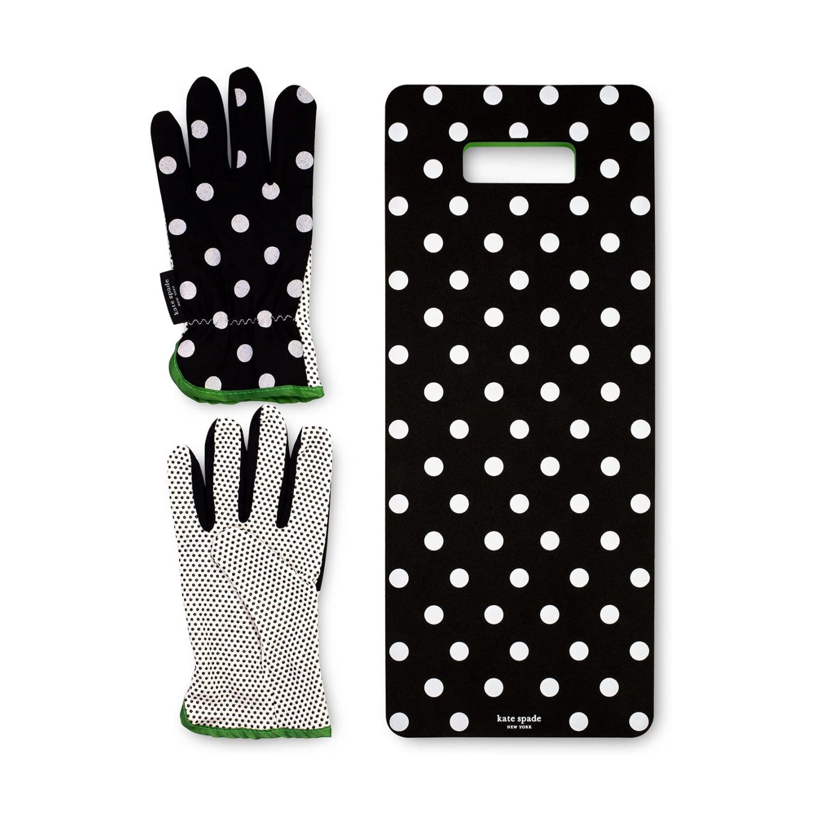 kate spade new york Garden Kneeler and Gloves Set, Picture Dot | Cute, One Size Fits Most Yard Gloves with Rubber Grips