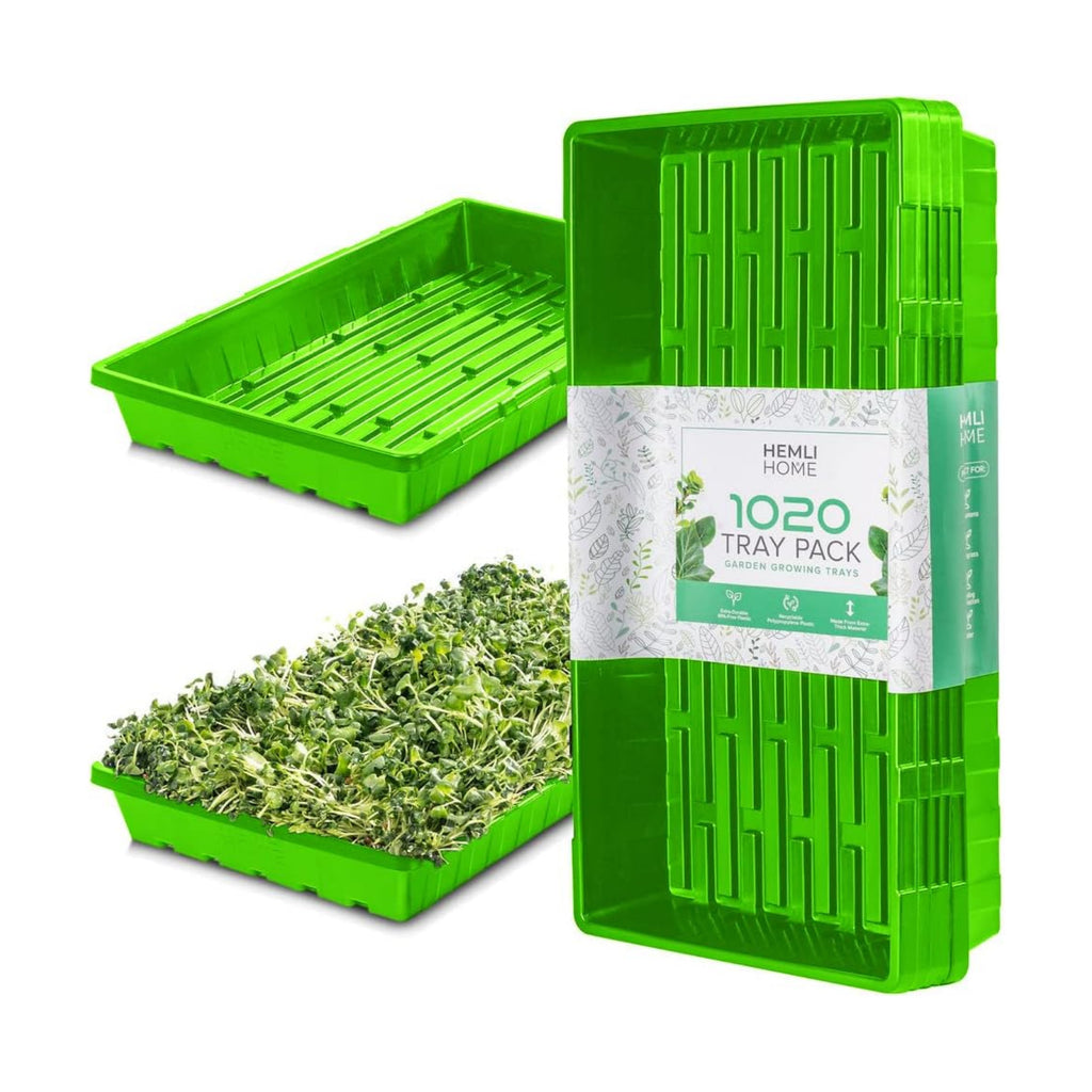 1020 Seed Starting Trays, Plant Tray, Microgreens Growing Trays, Plastic Seed Trays, Reusable Seedling Tray, 5-Pack