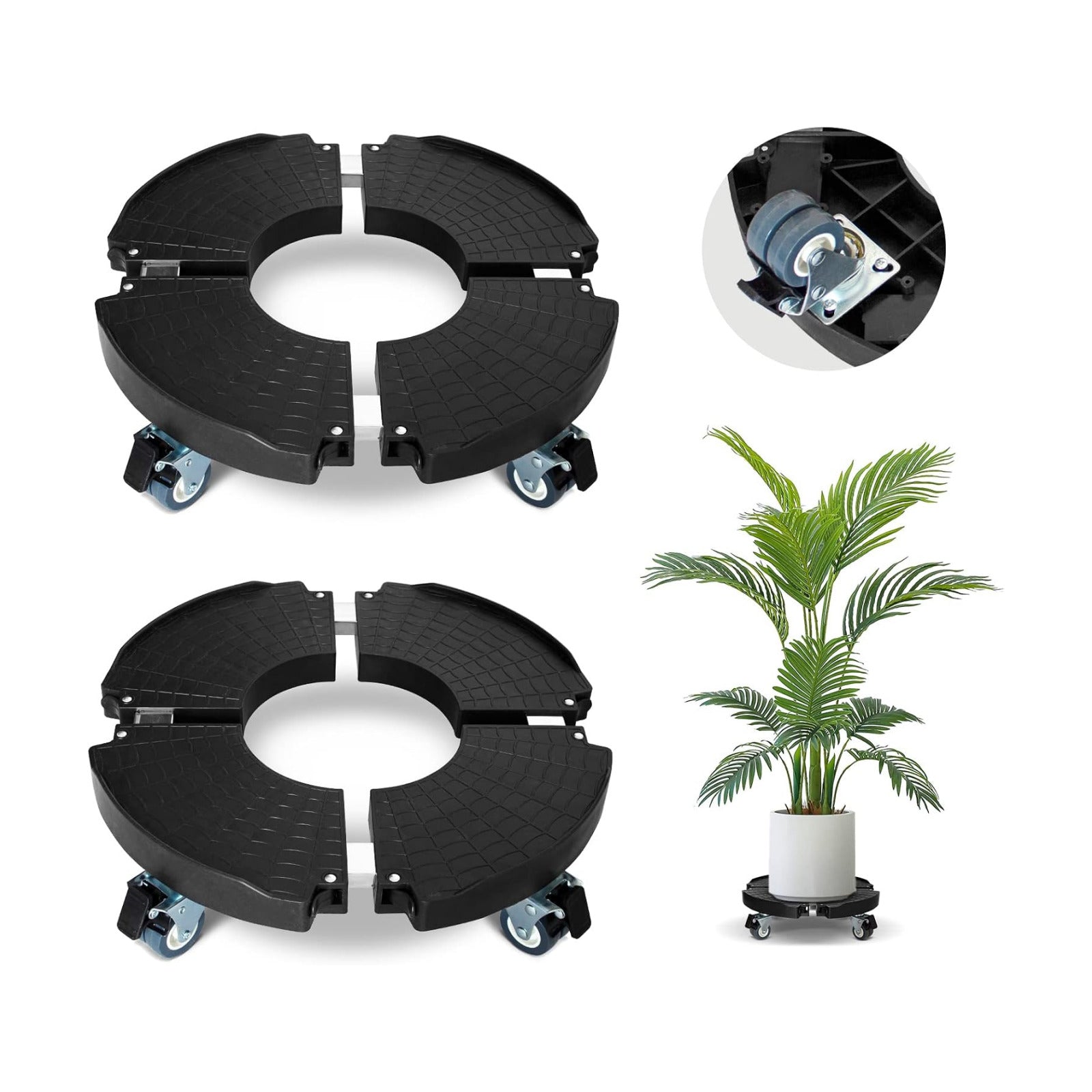 2pk Rolling Plant Stand with Wheels,15-21 Adjustable Heavy Duty Plant Caddy | Plant Dolly with Wheels for Indoor