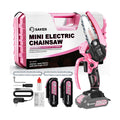 Saker Mini Chainsaw Cordless Pink,2PCS Batteries and 3 PCS Chains | Portable Electric Mini Chainsaw Cordless,Handheld